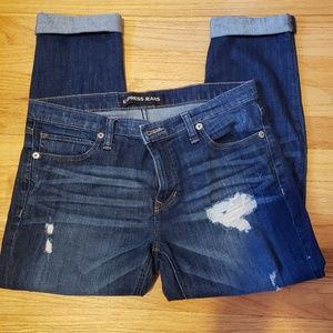 Express distressed crop pants.